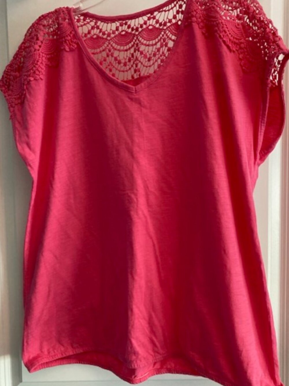 Pink Sonoma top with heavy lace yoke-NEVER WORN